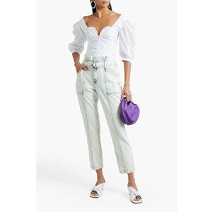 Jonathan Simkhai Belted Acid-Wash High-Rise Tapered Jeans